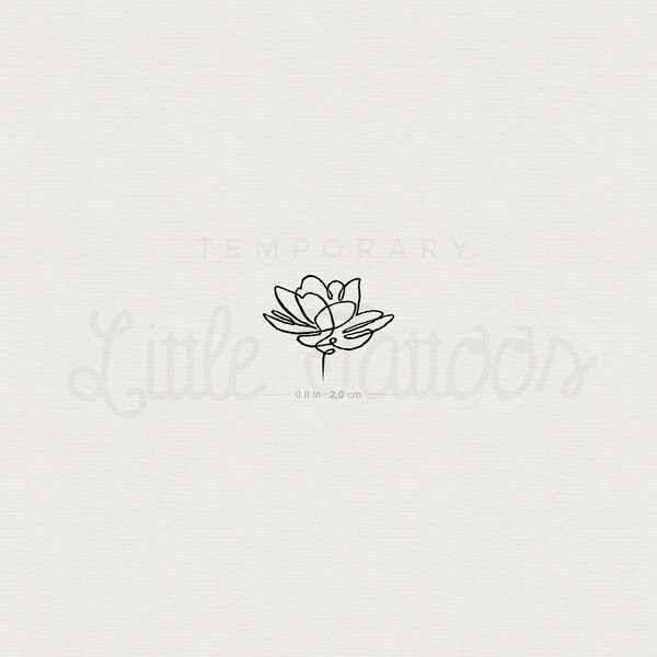 Kontinuierliche Linie Lotus temporäres Tattoo (3er Set)
