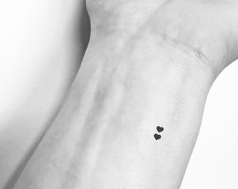 Two Tiny Black Hearts Temporary Tattoo (Set of 3)