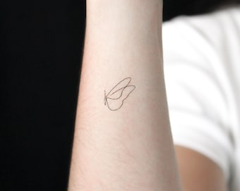 One Line Butterfly Temporary Tattoo (Set of 3)