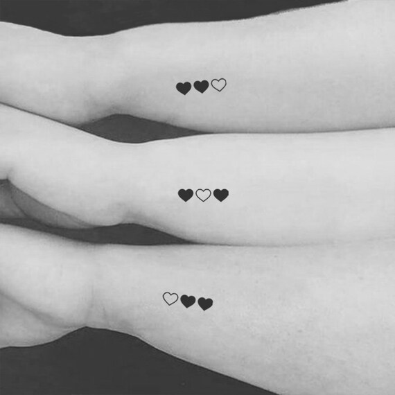 Matching Hearts Temporary Tattoo Set Of 3x2