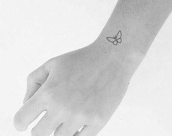 Minimalistischer Schmetterling temporäres Tattoo (3er Set)