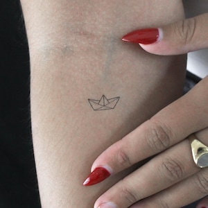 Petit tatouage temporaire de bateau en papier (Ensemble de 3)