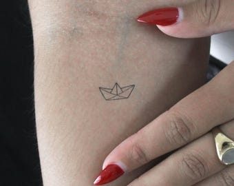 Petit tatouage temporaire de bateau en papier (Ensemble de 3)
