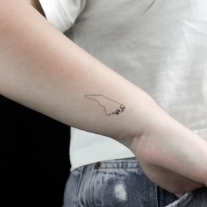 North Carolina Karte temporäres Tattoo (3er Set)