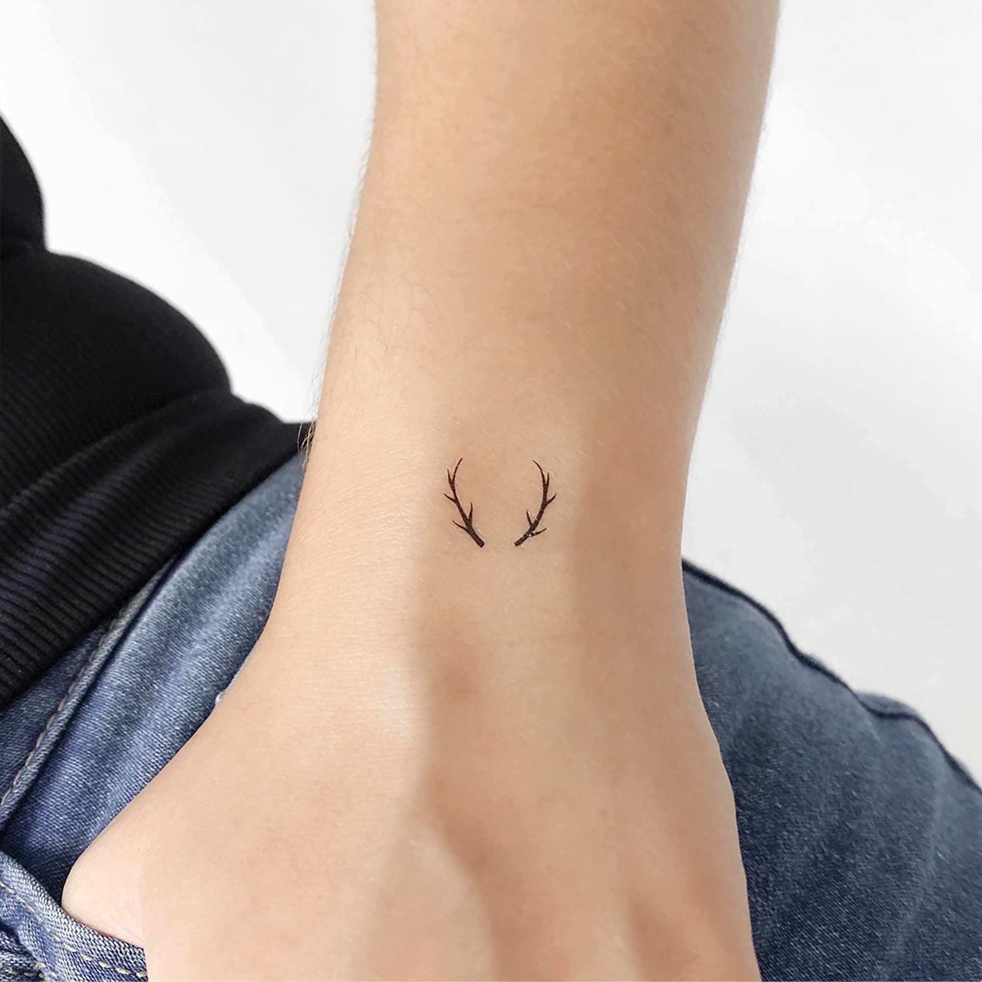 Minimalist Deer Antlers Temporary Tattoo set of 3 - Etsy