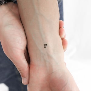 F Uppercase Typewriter Letter Temporary Tattoo (Set of 3)