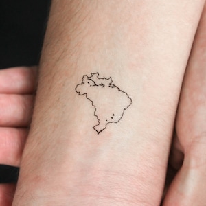 Tatouage temporaire avec contour de la carte du Brésil (lot de 3)