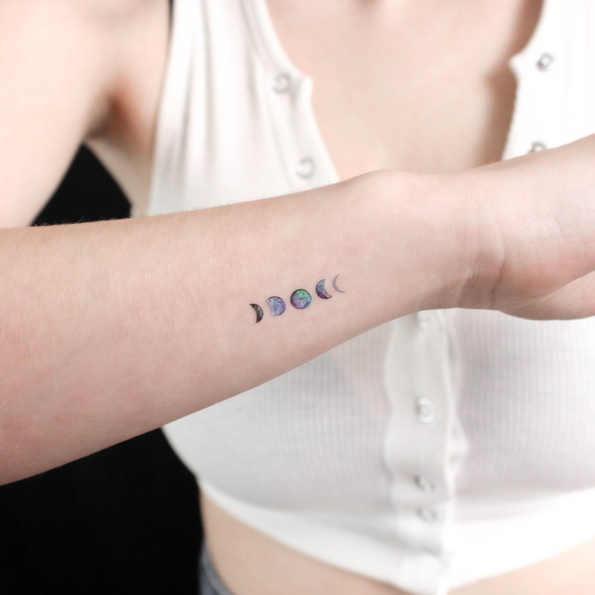 Small Moon Phases By Ann Lilya Temporary Tattoo (Set of 3)