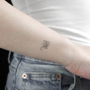 Tatuaje temporal de letra B estilo gótico (juego de 3)