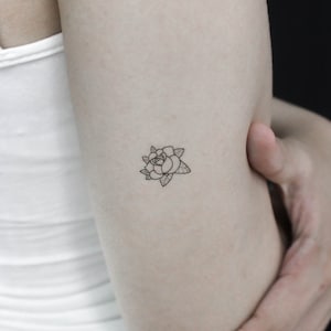 Rose Head Outline Temporary Tattoo (Set of 3)