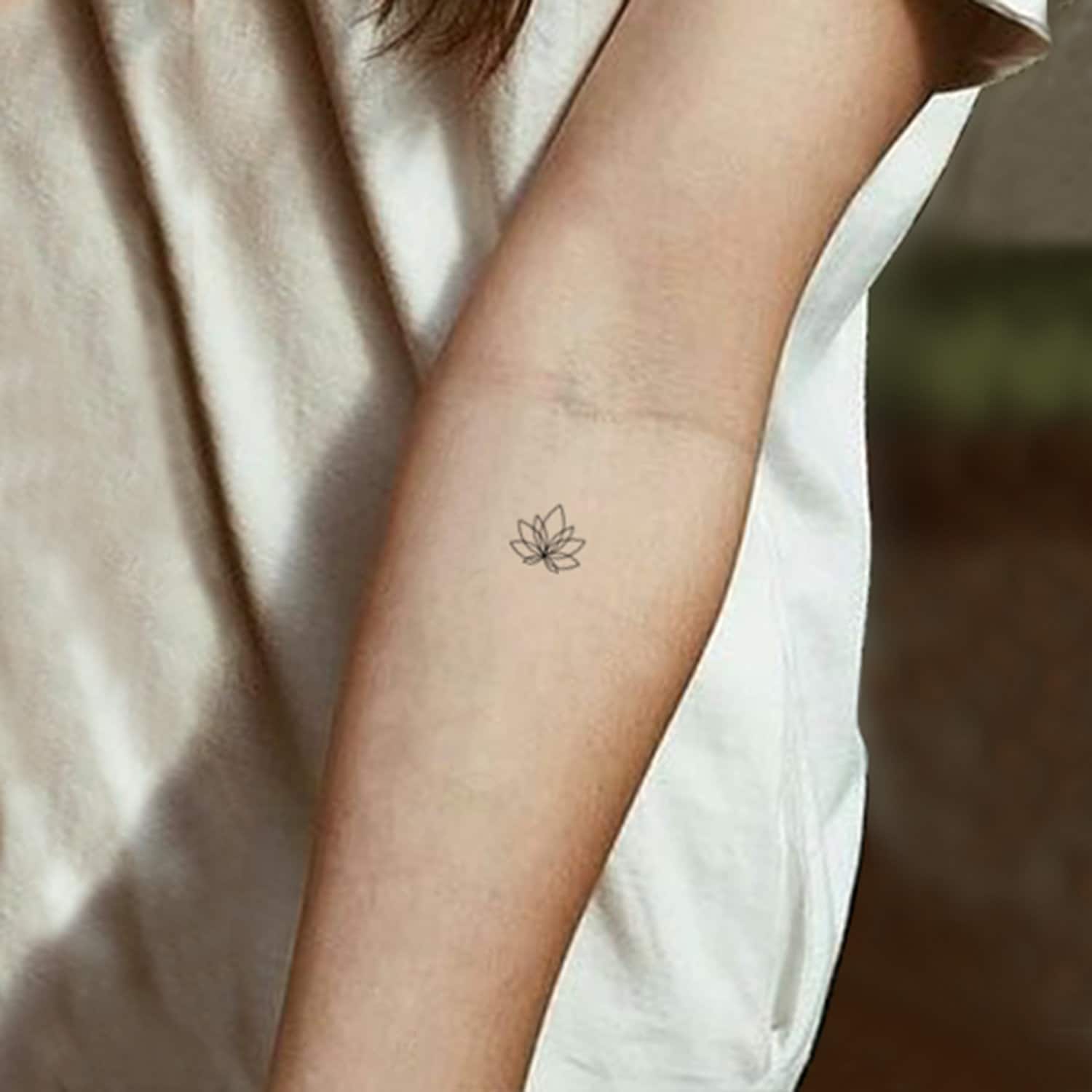 Fine Line Lotus Flower Temporary Tattoo set of 3 - Etsy Fine Line Lotus Flower Temporary Tattoo set of 3 - Etsy