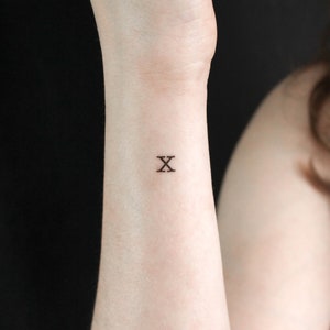 X Uppercase Typewriter Letter Temporary Tattoo (Set of 3)
