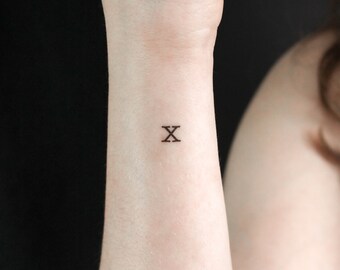 X 大文字タイプライター文字のタトゥーシール（3 枚セット） - Etsy 日本