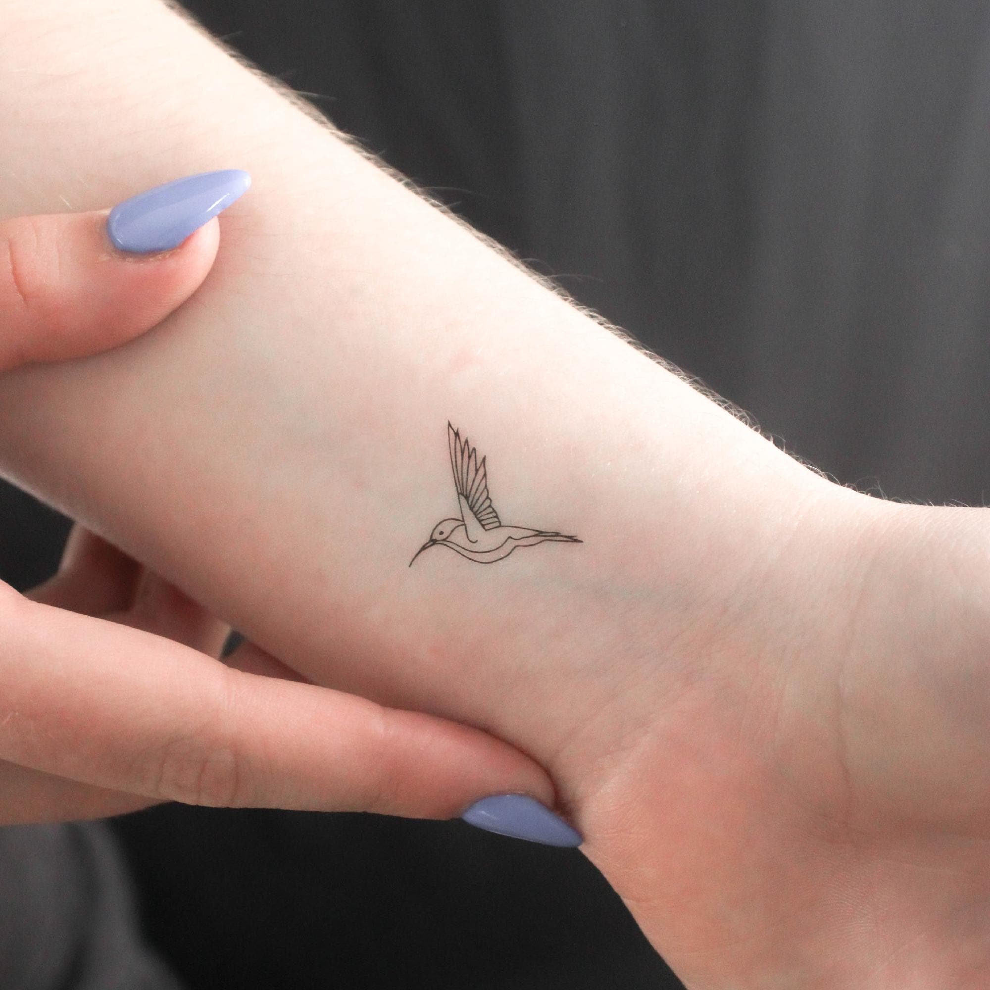 Small Fine Line Hummingbird Temporary Tattoo (Set of 3)