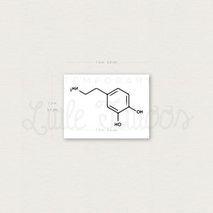 Dopamine Chemical Structure Temporary Tattoo Set of 3 image 2