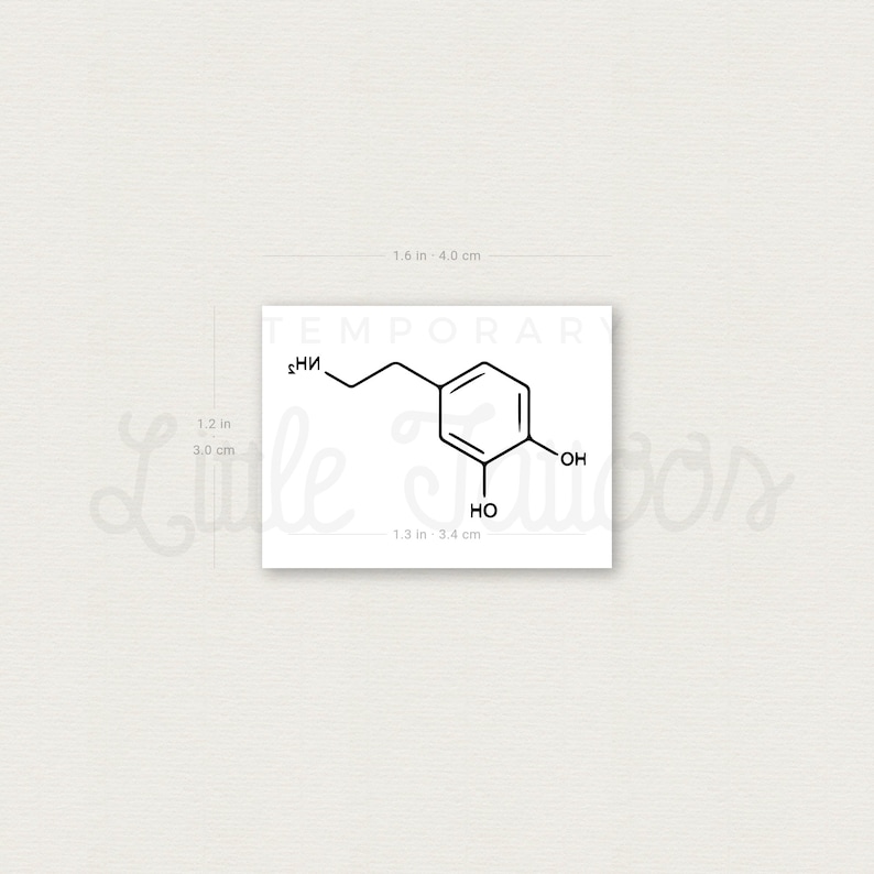 Dopamine Chemical Structure Temporary Tattoo Set of 3 image 2