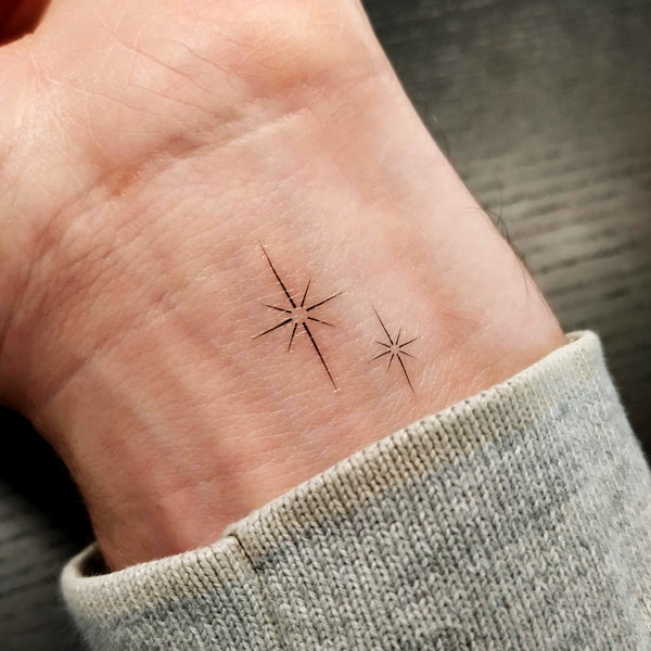 Glänzender Stern funkelt temporäres Tattoo (3er Set)