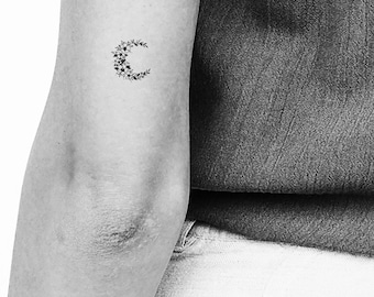 Tatuaje temporal de la luna de la flor pequeña (sistema de 3)