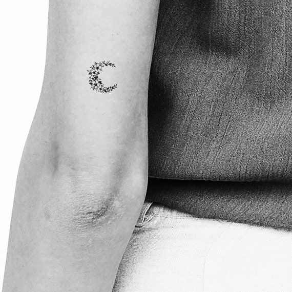 Buy Small Flower Moon Temporary Tattoo set of 3 Online in India  Etsy