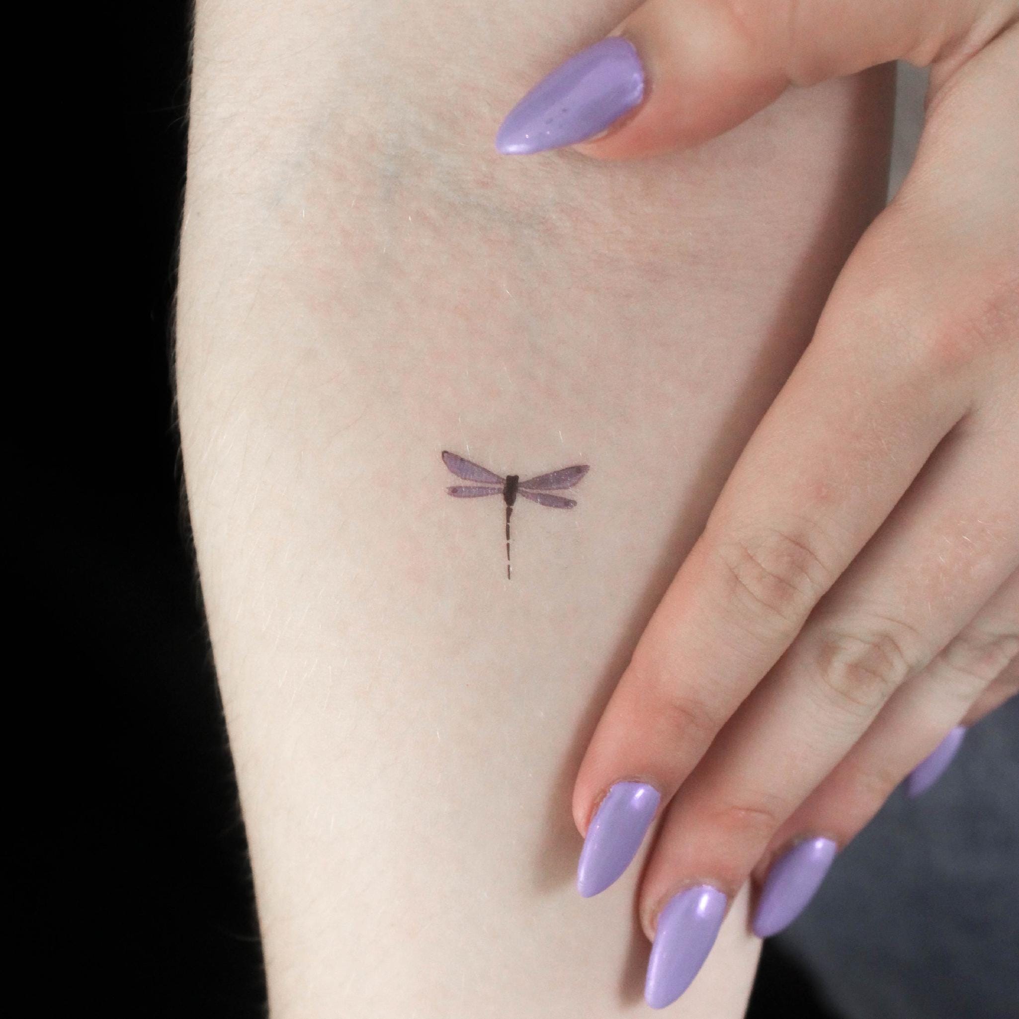 Purple Dragonfly Temporary Tattoo (set of 3) - Etsy
