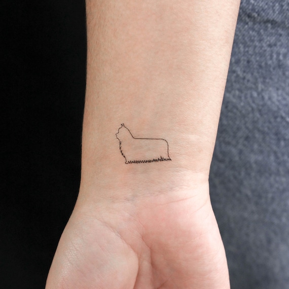 Azeeda Temporäre Tattoos – 4x Yorkshire-Terrier Design | Wasserfest & Hautverträglich | Verschiedene Größen