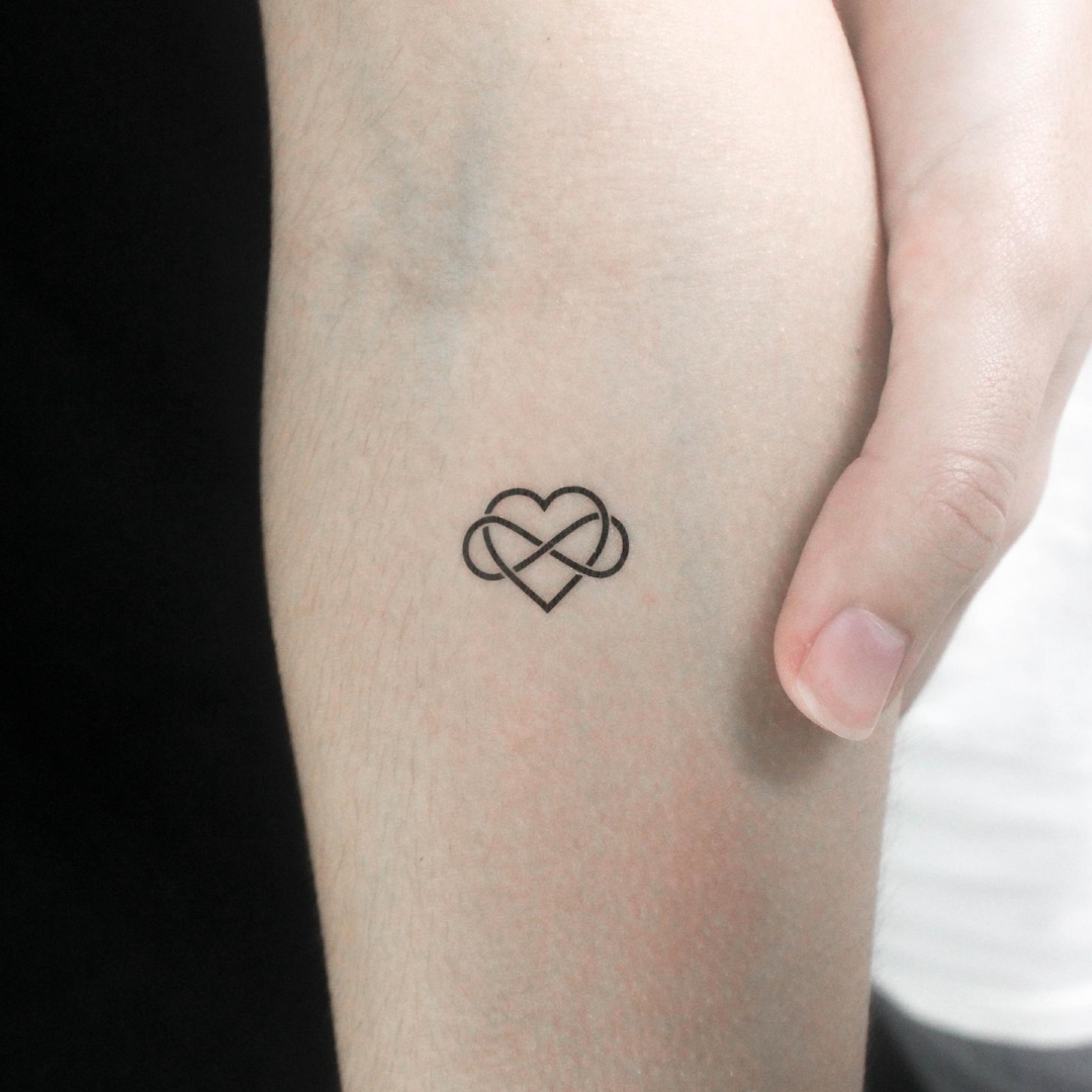 Small Intertwined Infinity and Heart Temporary Tattoo (set of 3