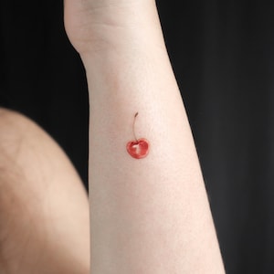 Tatuaggio temporaneo acquerello ciliegia (set di 3)