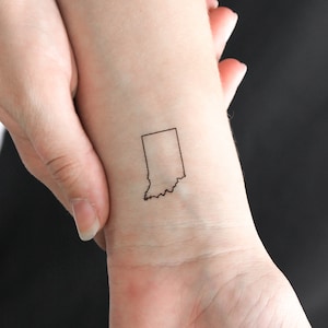 Indiana Karte Umriss temporäres Tattoo (3er Set)