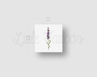 Little Watercolor Lavender Temporary Tattoo (Set of 3)