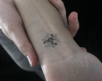 Tatuaje temporal de triskel con gorgoneón con la bandera siciliana (juego de 3)