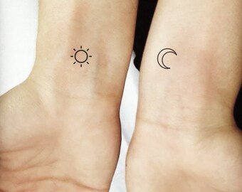 Sun And Moon Tattoo Etsy