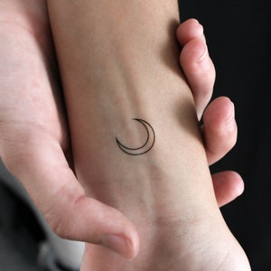 Crescent Moon Outline Temporary Tattoo (Set of 3)