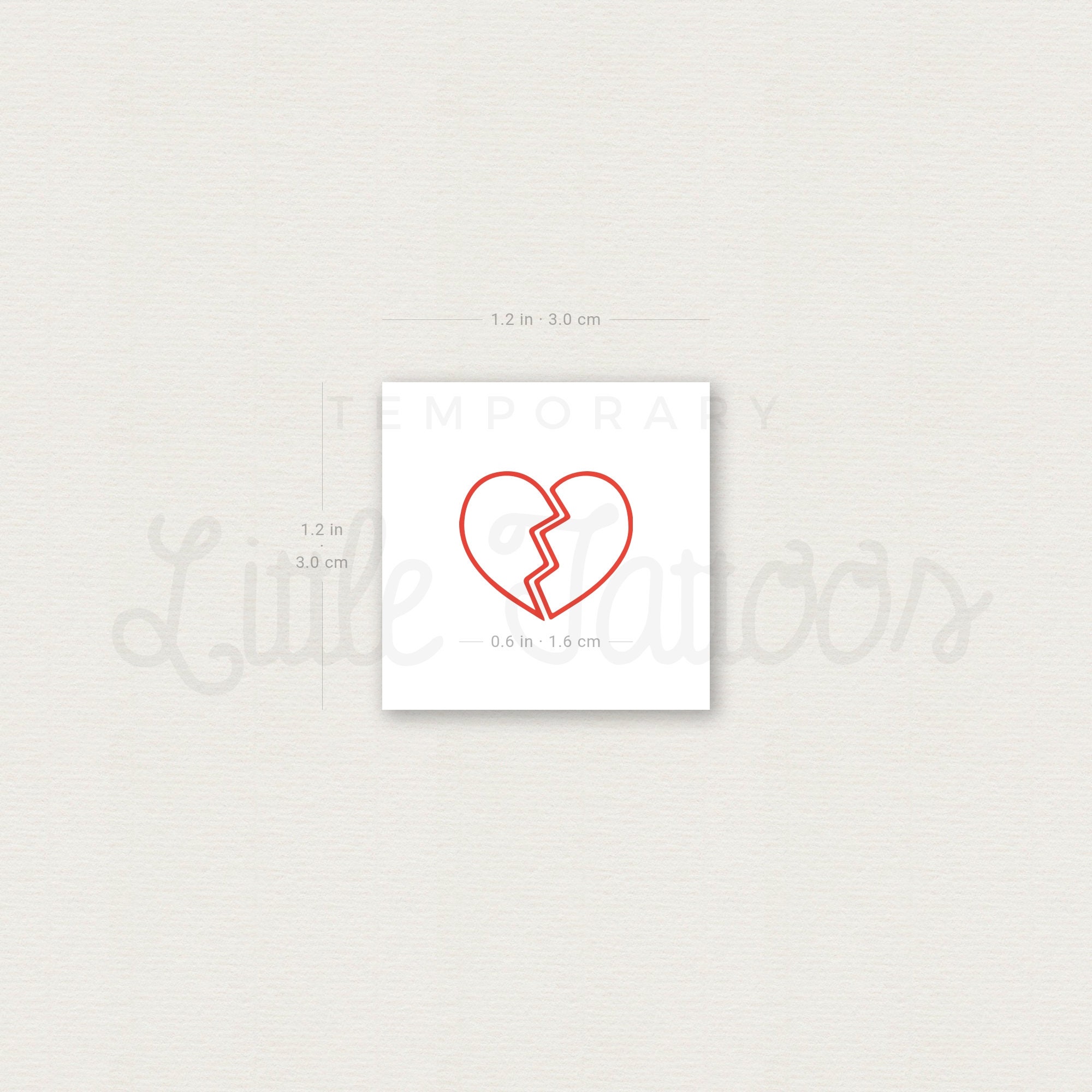 赤い壊れたハートのアウトラインの一時的なタトゥー（3 個セット） - Etsy 日本, image size:2000x2000