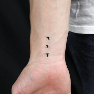 3 Small Flying Birds Temporary Tattoo (Set of 3)