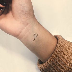 Minimalist Wave and Sun Temporary Tattoo (Set of 3)