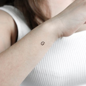 G Uppercase Typewriter Letter Temporary Tattoo (Set of 3)