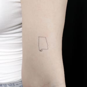 Alabama Map Umriss temporäres Tattoo (3er Set)