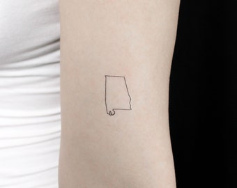 Alabama Map Outline Temporary Tattoo (Set of 3)