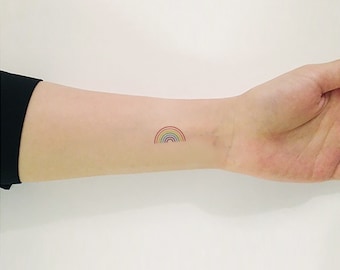 Minimalist Color Rainbow Temporary Tattoo (Set of 3)