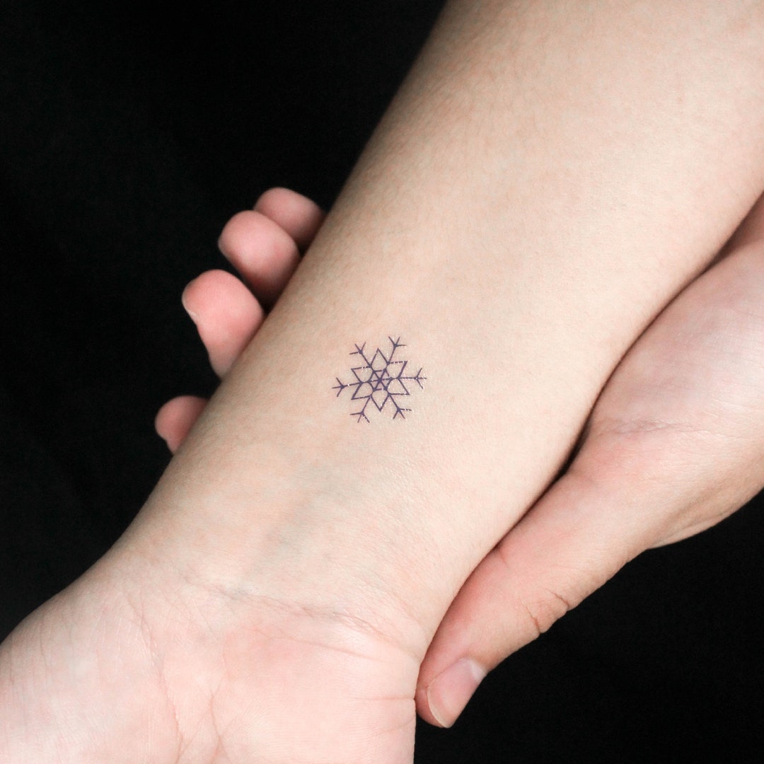 Fine Line Blue Snowflake Temporary Tattoo - Etsy