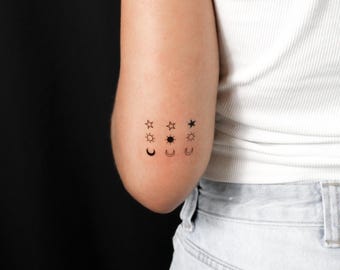 Passender Halbmond Sonne und Stern Klebetattoo (3x3 Set)