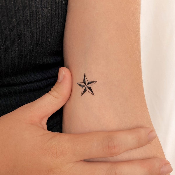 Small Nautical Star Temporary Tattoo (Set of 3)