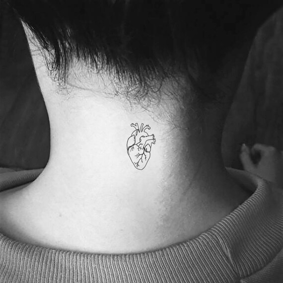 Anatomical Heart Temporary Tattoo Set Of 3