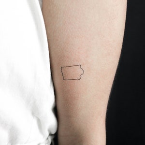 Iowa Karte Umriss temporäres Tattoo (3er Set)