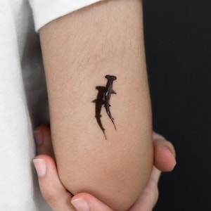 Großer Hammerhai und Schatten temporäres Tattoo (3er Set)