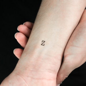 Z Uppercase Typewriter Letter Temporary Tattoo (Set of 3)