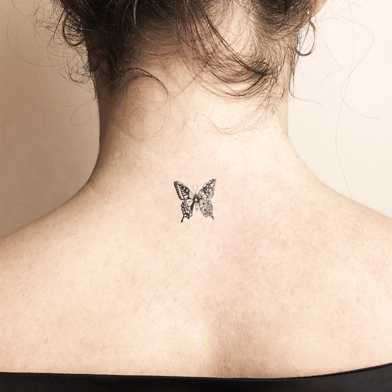 Half Flower Butterfly Temporary Tattoo set of 3 | Etsy