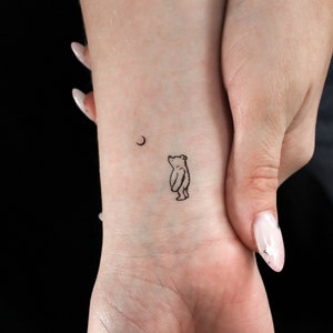 Poeh beer en maan tijdelijke tattoo (set van 3)