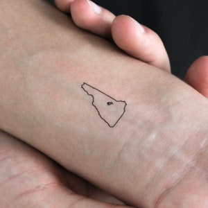 New Hampshire Landkarte Umriss temporäres Tattoo (3er Set)