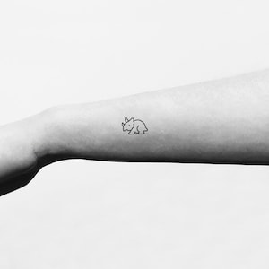 Minimalist Triceratops Dinosaur Temporary Tattoo (Set of 3)